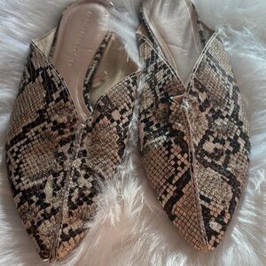 Zara Snake-Print Pointed Slip-On Mules - Brown & Black